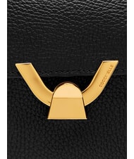 COCCINELLE DEW Medium shoulder bag in hammered leather Black - Women’s Bags - 3