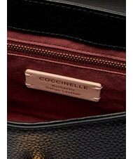 COCCINELLE DEW Medium shoulder bag in hammered leather Black - Women’s Bags - 7