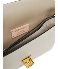 COCCINELLE ARLETTIS SIGNATURE Leather bag with logo shoulder strap white - Women’s Bags - 5