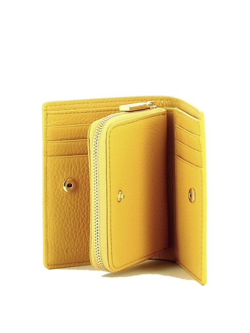 METALLIC SOFT Compact wallet in hammered leather sunny - Women’s Wallets