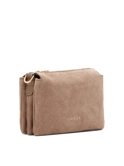 FEATHER SMALL Small suede leather shoulder bag taupe - Women’s Bags