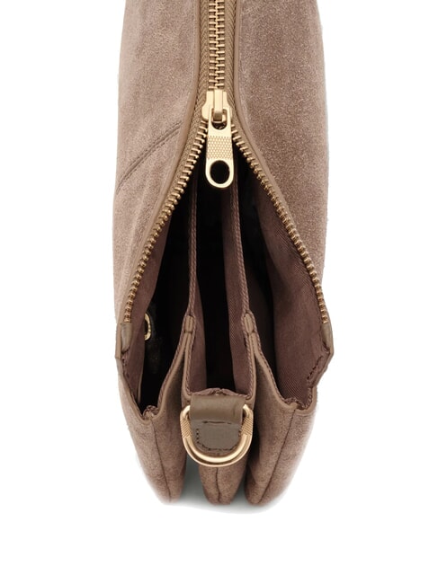 FEATHER SMALL Small suede leather shoulder bag taupe - Women’s Bags