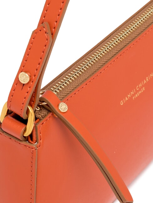 BROOKE Leather shoulder bag with shoulder strap coral - Women’s Bags