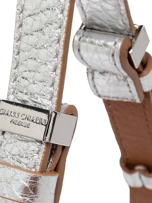 PENELOPE Leather shoulder bag silver-caramel - Women’s Bags