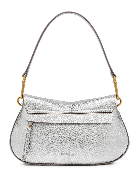 HELENA ROUND Leather bag with double shoulder strap silver - Women’s Bags