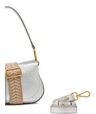 GIANNI CHIARINI HELENA ROUND Leather bag with double shoulder strap silver - Women’s Bags - 4