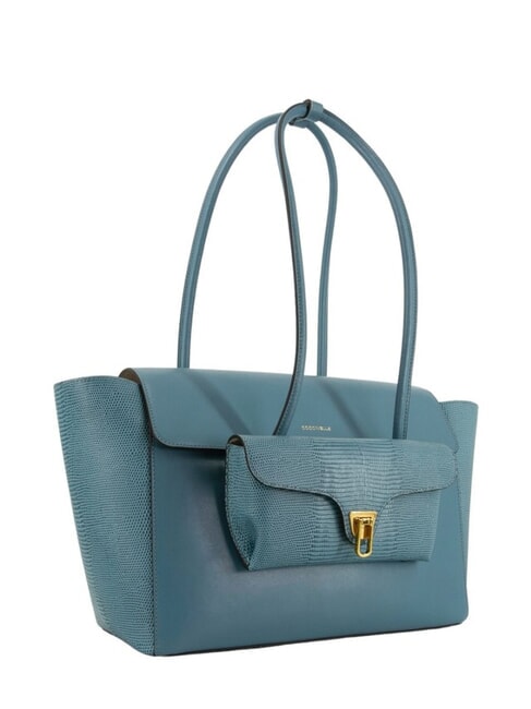 DOUBLE BEAT Leather shoulder bag with clutch arctic blue - Women’s Bags