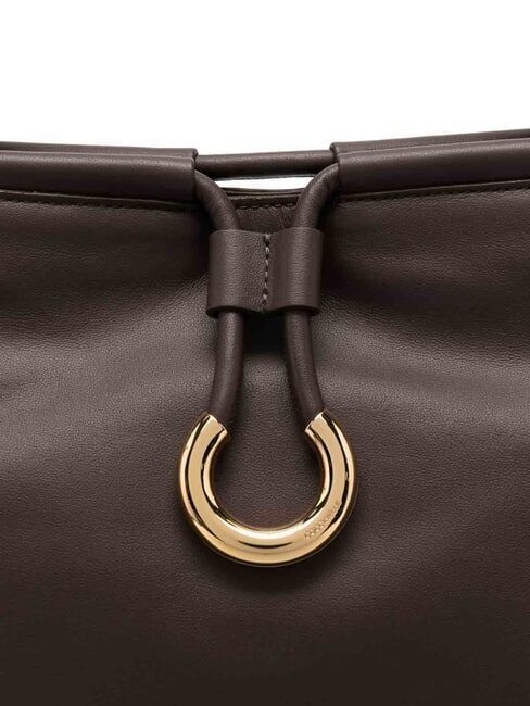 LISBET Leather handbag with shoulder strap brunette - Women’s Bags