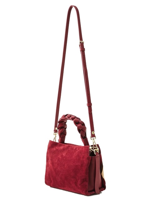 BOHEME NEW GEOMETETRIC PATCH Suede leather handbag with shoulder strap mul.ribes/currants - Women’s Bags