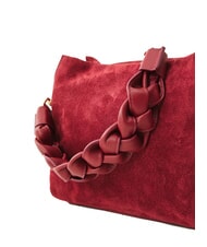 COCCINELLE BOHEME NEW GEOMETETRIC PATCH Suede leather handbag with shoulder strap mul.ribes/currants - Women’s Bags - 4