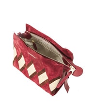 COCCINELLE BOHEME NEW GEOMETETRIC PATCH Suede leather handbag with shoulder strap mul.ribes/currants - Women’s Bags - 6