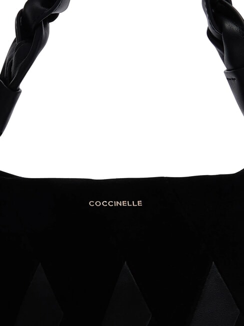 BOHEME NEW GEOMETETRIC PATCH Suede leather handbag with shoulder strap Black - Women’s Bags