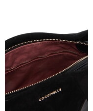 COCCINELLE BOHEME NEW GEOMETETRIC PATCH Suede leather handbag with shoulder strap Black - Women’s Bags - 7