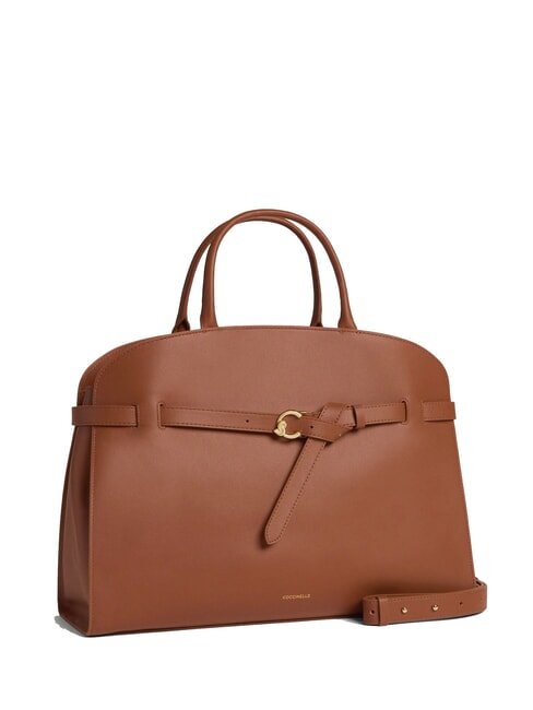 SABINE Leather handbag with shoulder strap cognac - Women’s Bags