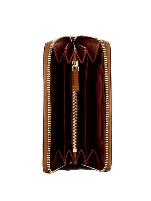 METALLIC SOFT Textured leather zip wallet cognac - Women’s Wallets