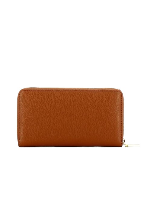 METALLIC SOFT Textured leather zip wallet cognac - Women’s Wallets