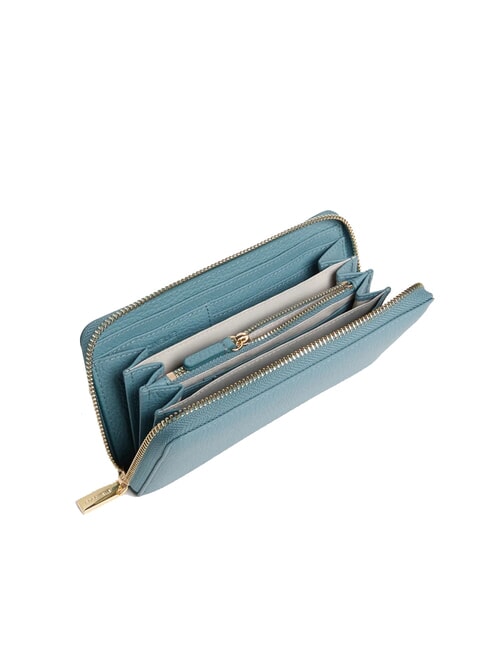 METALLIC SOFT Textured leather zip wallet arctic blue - Women’s Wallets