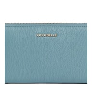 COCCINELLE METALLIC SOFT Textured leather zip wallet arctic blue - Women’s Wallets - 3