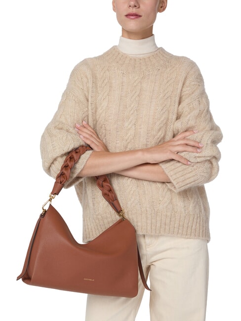 BOHEME GRANA DOUBLE Handbag, with shoulder strap, in leather cognac/noir - Women&rsquo;s Bags