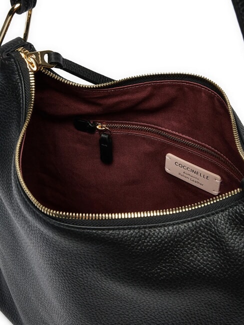 MALORY Hammered leather shoulder bag Black - Women’s Bags