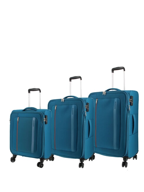 BLAZING RIDE Set of 3 trolleys + duffel bag + 2 backpacks + 2 beauty cases teal/orange - Trolley Set