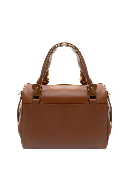 GRETA Leather satchel bag with shoulder strap brown - Women’s Bags