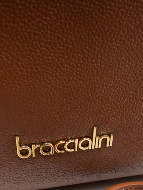 GRETA Leather satchel bag with shoulder strap brown - Women’s Bags