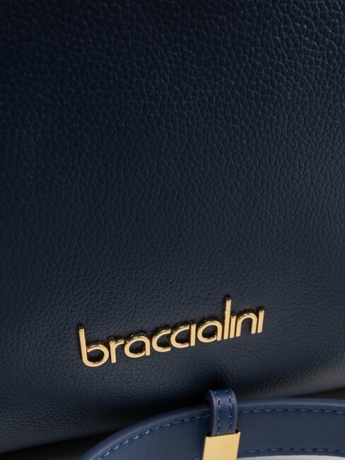 GRETA Leather satchel bag with shoulder strap blue - Women’s Bags