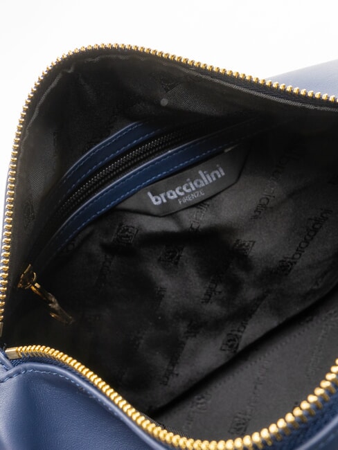 GRETA Leather satchel bag with shoulder strap blue - Women’s Bags