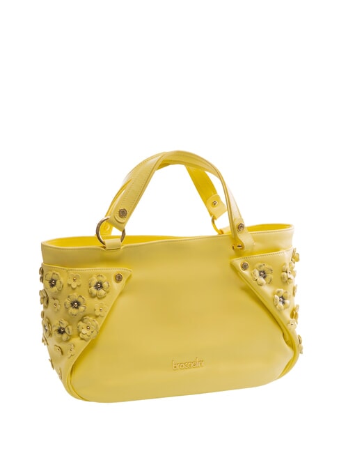 SOFIA Leather handbag with little flowers yellow - Women’s Bags
