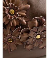 BRACCIALINI SARA Leather hobo shoulder bag with flowers brown - Women’s Bags - 3