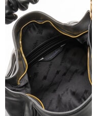 BRACCIALINI SARA Leather hobo shoulder bag with flowers black - Women’s Bags - 4