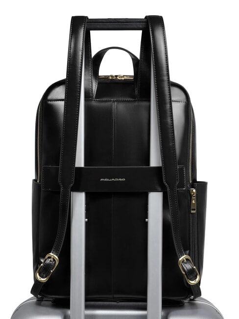 BLUE SQUARE  14" laptop backpack, in leather Black - Laptop backpacks