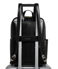 PIQUADRO BLUE SQUARE  14" laptop backpack, in leather Black - Laptop backpacks - 3