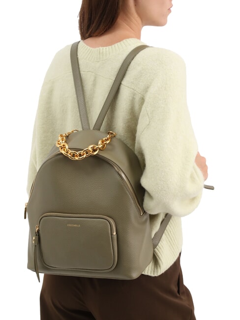 FENIX Medium leather backpack laurel green - Women’s Bags