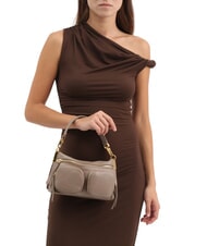 COCCINELLE HYLE Small dual-purpose leather bag warm taupe - Women’s Bags - 4