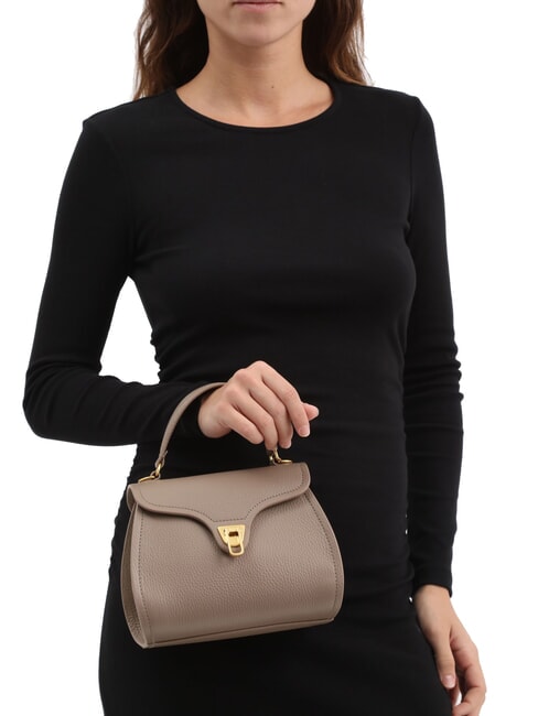 MARVIN Mini leather handbag with shoulder strap warm taupe - Women’s Bags