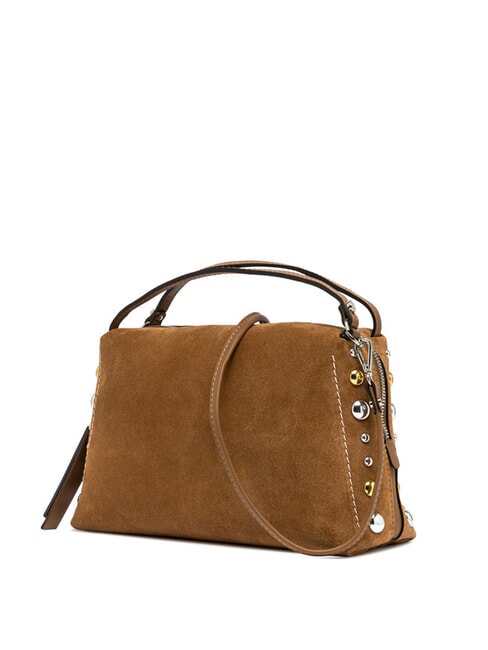 ALIFA Suede leather handbag with shoulder strap caramel - Women’s Bags