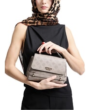 GUESS ZARELA Handbag satchel dark taupe logo - Women’s Bags - 3