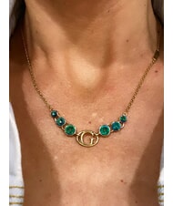 GUESS RIVOLI Necklace with crystals yellow gold/emerald - Necklaces - 2