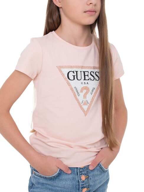 KIDS Short-sleeved T-shirt with rhinestones sweet pink - Child T-shirt