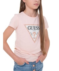 GUESS KIDS Short-sleeved T-shirt with rhinestones sweet pink - Child T-shirt - 4