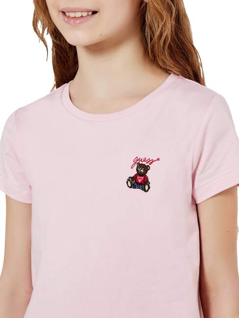 KIDS Short-sleeved T-shirt with teddy bear cotton candy pink - Child T-shirt