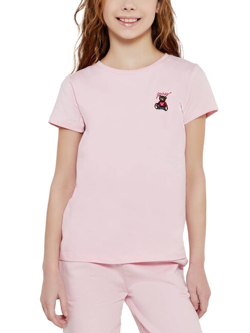 KIDS Short-sleeved T-shirt with teddy bear cotton candy pink - Child T-shirt