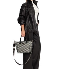 GUESS FOLLIE Jet Set Logo Print Tote Bag black logo - Women’s Bags - 4