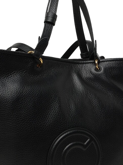 CALLISTO Leather shopping bag with embossed logo Black - Women’s Bags