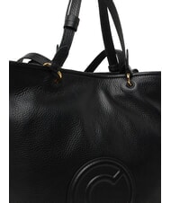 COCCINELLE CALLISTO Leather shopping bag with embossed logo Black - Women’s Bags - 5