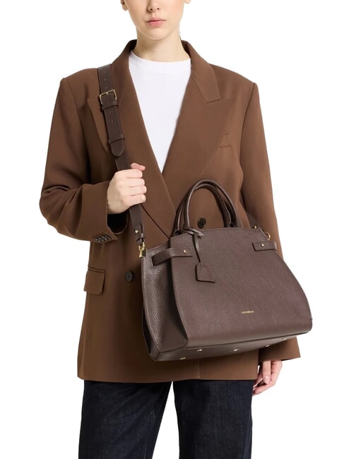 KLICHE Leather handbag with shoulder strap brown fondant - Women’s Bags