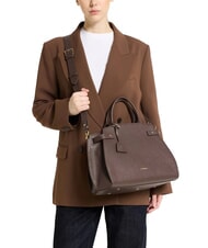 COCCINELLE KLICHE Leather handbag with shoulder strap brown fondant - Women’s Bags - 4