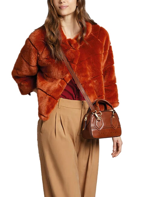 DAPHNE Mini leather trunk bag BROWN - Women&rsquo;s Bags